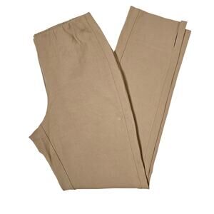 J. Jill Ponte Slim Leg Ankle Pants Beige Tan Stretch Side Slit Pull On XS